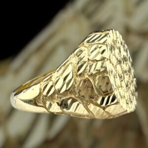 10k gold nugget brush style ring