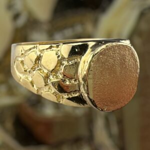 10k gold nugget style medallion ring