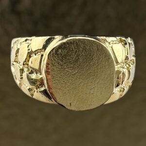10k gold nugget style medallion ring