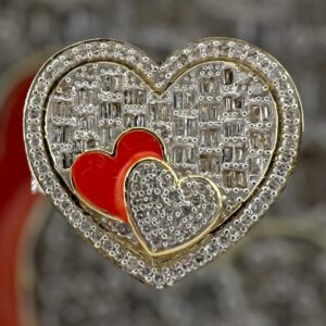 baguette diamond heart ring