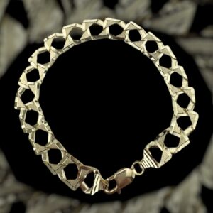 10K GOLD 10MM DIAMOND CUT BRACELET