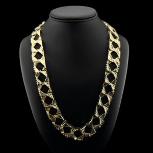 10k gold 21mm square diamond cut chain