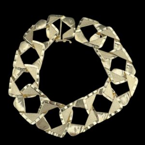 10k gold 21mm square diamond cut bracelet