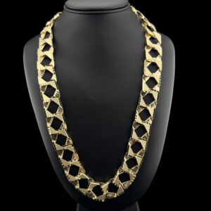 10k gold 21mm square diamond cut chain