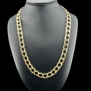 10k gold 12mm sqaure diamond cut chain