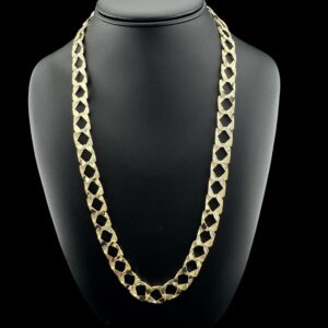 10k gold 12mm square diamond cut chain