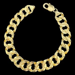 10k gold diamond cut/brush rounded bracelet