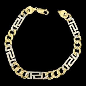 10k gold diamond cut Greek key