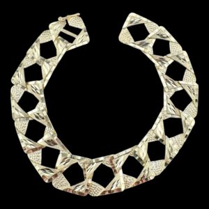 10k gold diamond cut/brush square bracelet