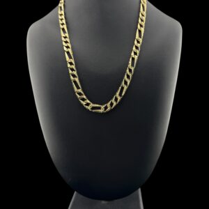 10k gold diamond cut/brush figaro chain